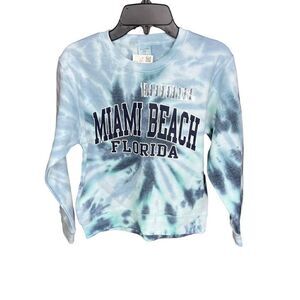 dreamsicle Kids Sweatshirt Tie Dye Miami Beach Logo Blue White Aqua Kids Medium